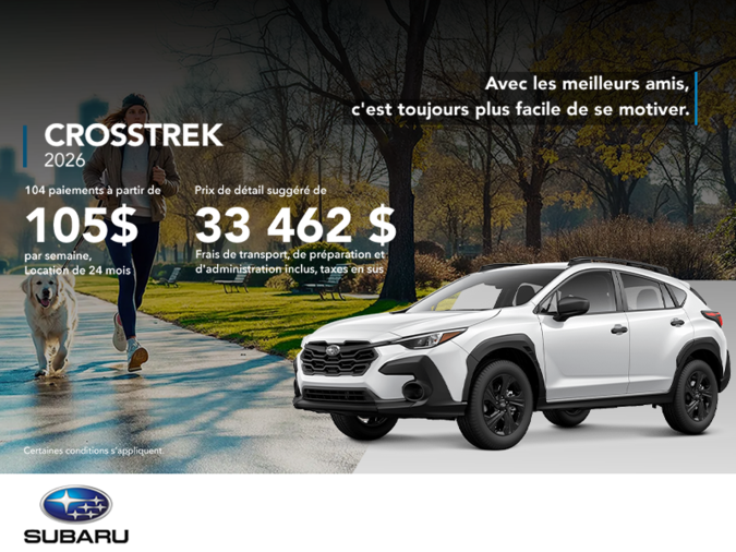 Procurez-vous le Crosstrek 2026!