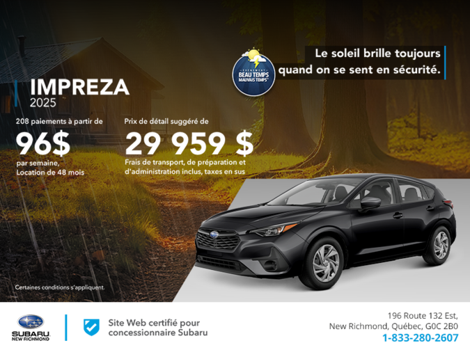 Procurez-vous la Impreza 2025!