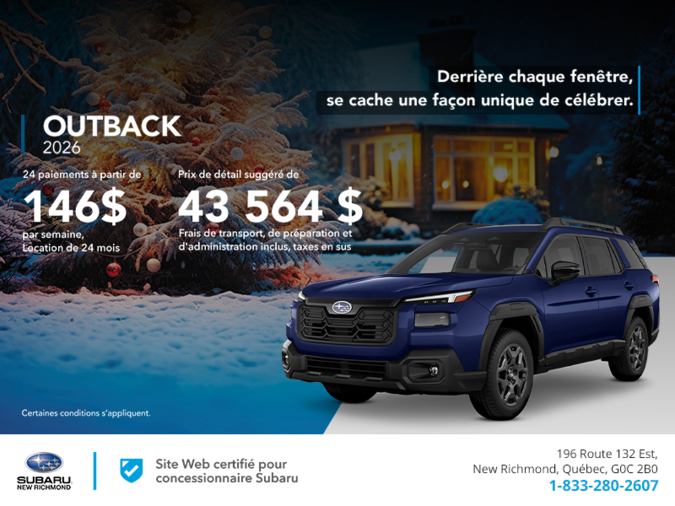 Procurez-vous le Outback 2026!