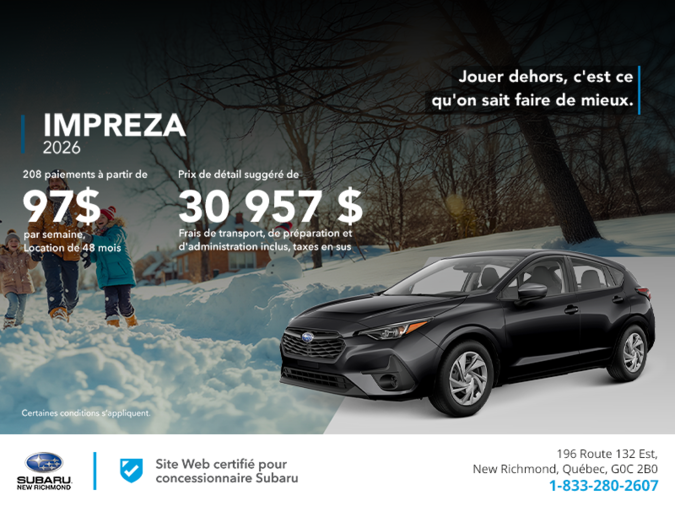 Procurez-vous la Impreza 2026!