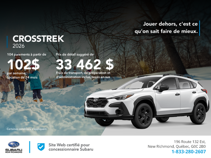Procurez-vous le Crosstrek 2026!