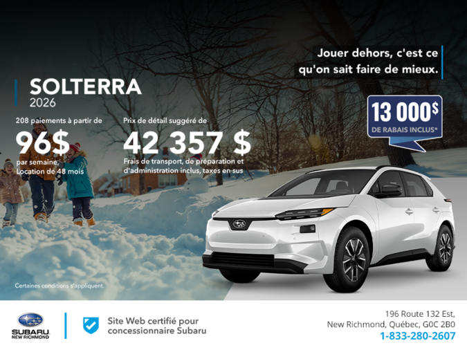 Procurez-vous le Solterra 2026!
