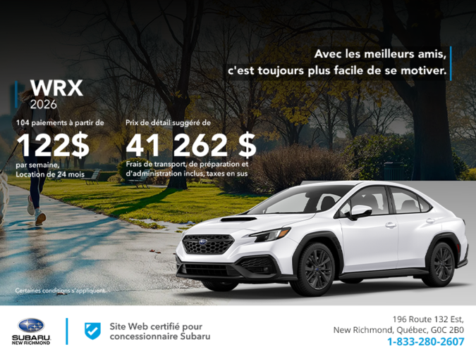 Procurez-vous la WRX 2026!
