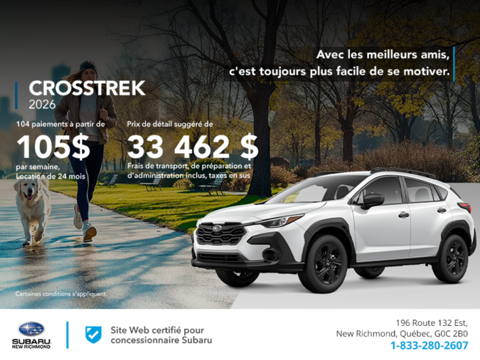 Procurez-vous le Crosstrek 2026!