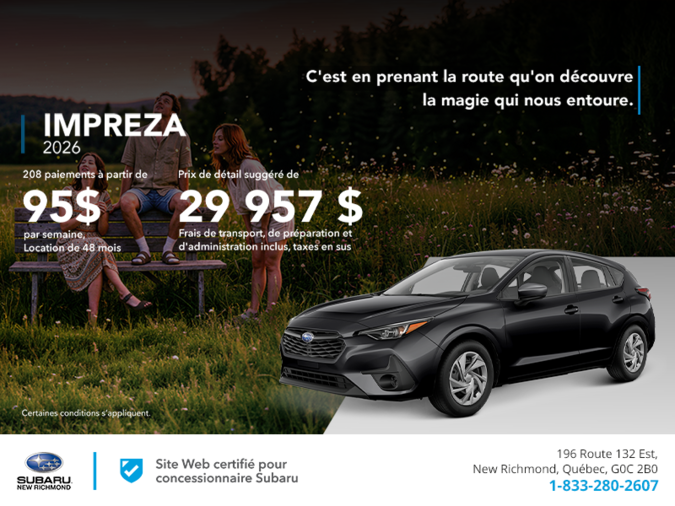 Procurez-vous la Impreza 2026!