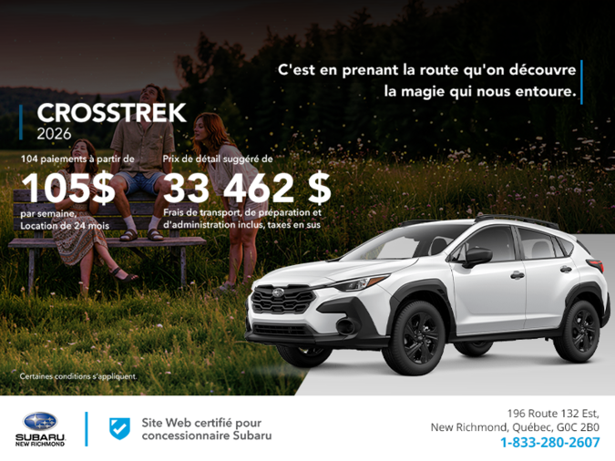 Procurez-vous le Crosstrek 2026!