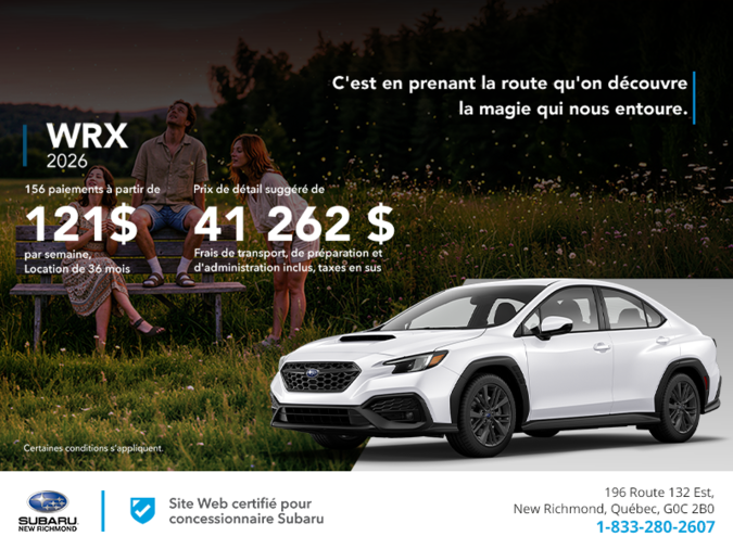 Procurez-vous la WRX 2026!
