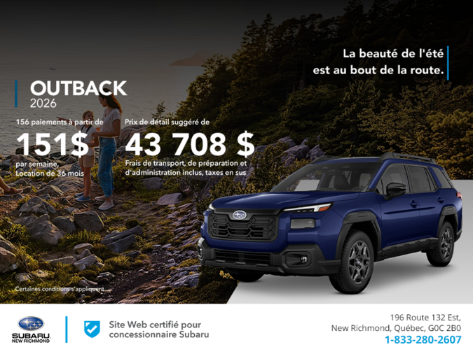 Procurez-vous le Outback 2026!