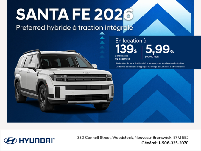 Procurez-vous le Hyundai Santa Fe Hybrid 2026