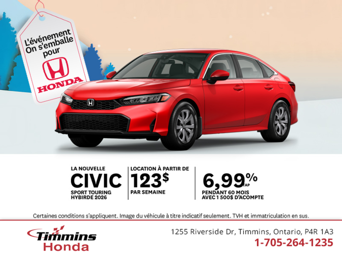 Procurez-vous le Honda Civic Hybride 2026
