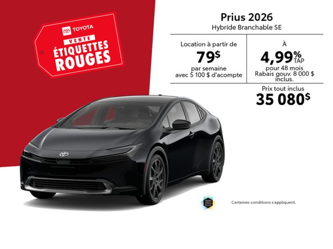 Toyota Prius Hybride Branchable SE 2026