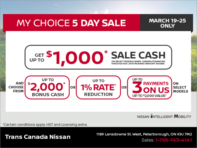Nissan's My Choice 5-Day Sale!