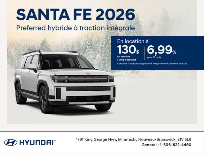 Procurez-vous le Hyundai Santa Fe Hybrid 2026