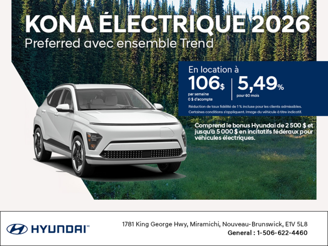 Procurez-vous le Hyundai KONA Électrique 2026