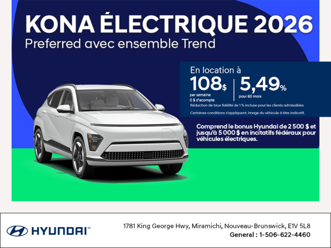 Procurez-vous le Hyundai KONA Électrique 2026