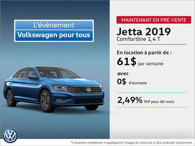 Obtenez la Jetta 2019 dès aujourd'hui!