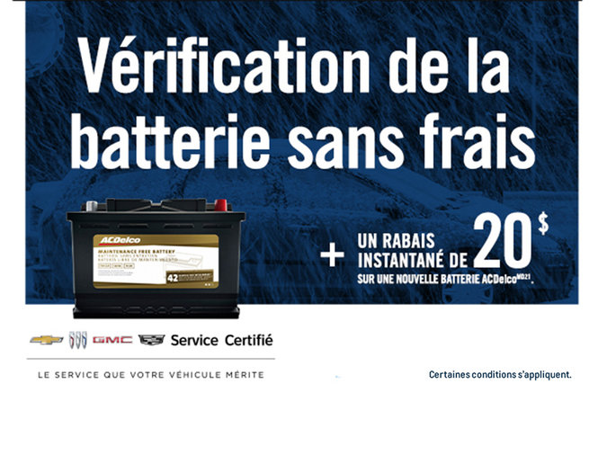 Rabais instantané de 20$ sur votre batterie