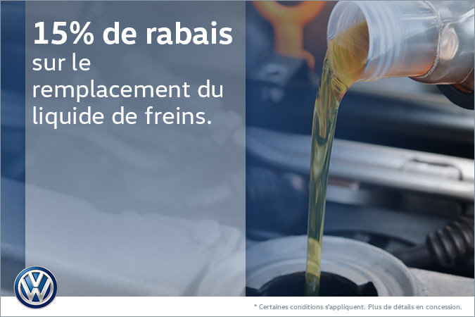 15% de rabais sur le remplacement du liquide de frein
