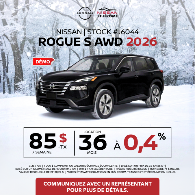 Obtenez le Rogue S AWD 2026
