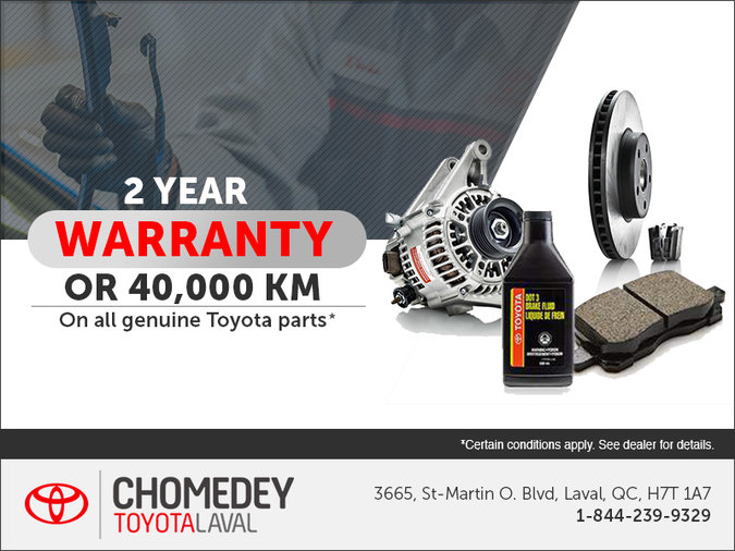 Get a 2 Year Warranty on all Toyota Parts!