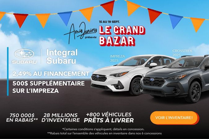 Le Grand Bazar du 15 au 19 Septembre seulement