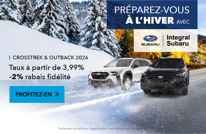 Préparez-vous à l'hiver avec la Outback ou la Crosstrek 2026