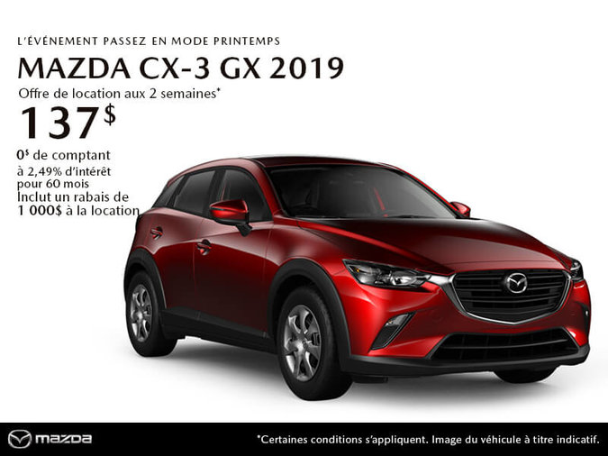 PROCUREZ-VOUS LE MAZDA CX-3 GX 2019 AUJOURD'HUI!
