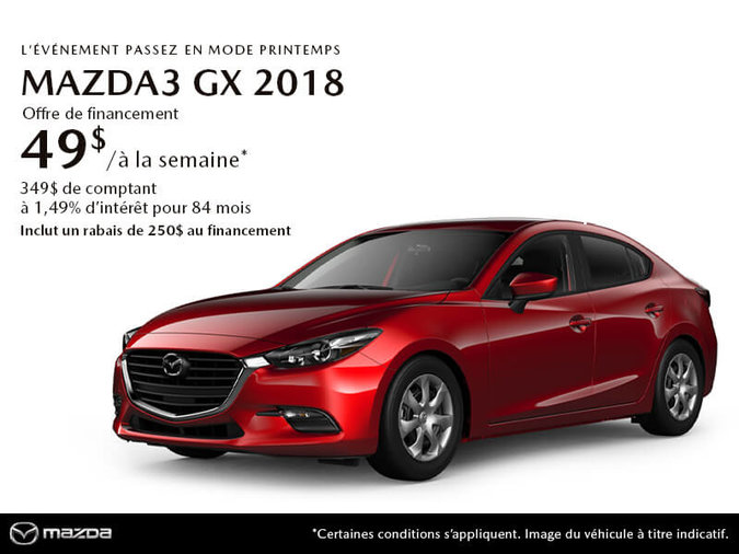 PROCUREZ-VOUS LE MAZDA3 GX 2018 AUJOURD'HUI!