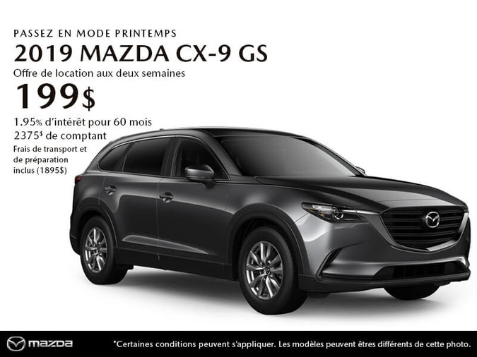 PROCUREZ-VOUS LE MAZDA CX-9 GS 2019 AUJOURD'HUI!
