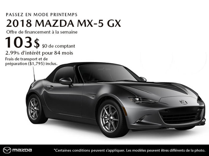 PROCUREZ-VOUS LE MAZDA MX-5 GX 2018 AUJOURD'HUI!