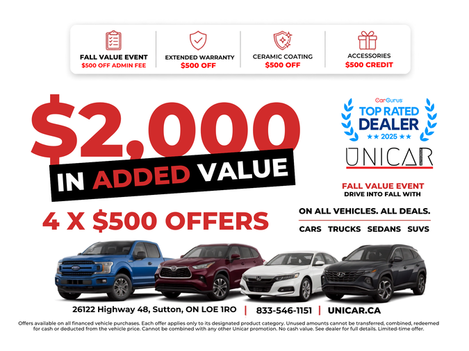 Unicar Fall Value Event – Get Up to $2,000 in Added Value