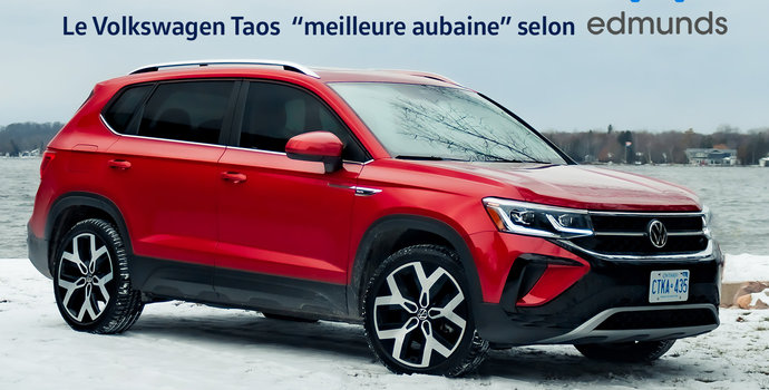 Le Volkswagen Taos classé #1 dans la catégories des très petits SUV par Edmunds