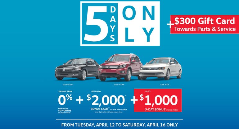 5 Days VW Sale Event