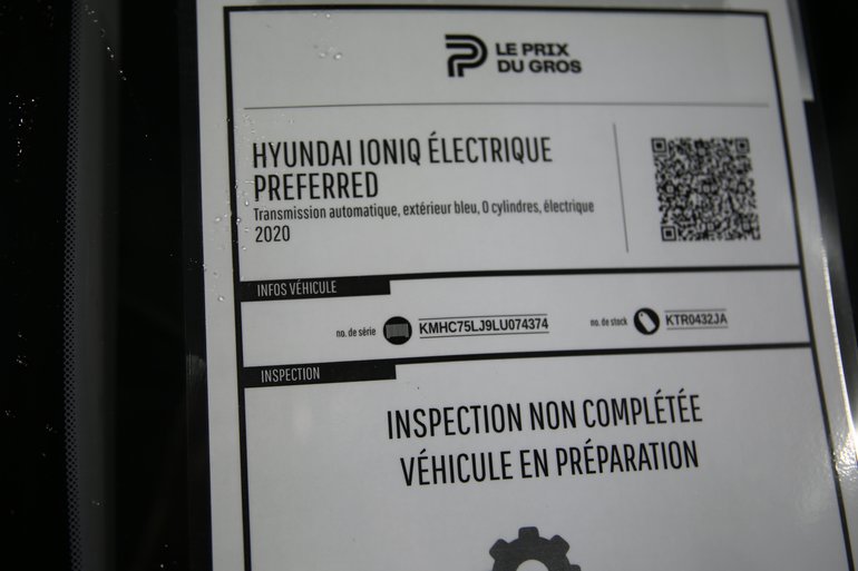 2020 Hyundai Ioniq Électrique PREFERRED