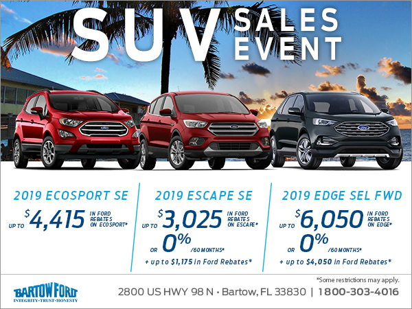 Get a brand new 2019 Ford SUV today!