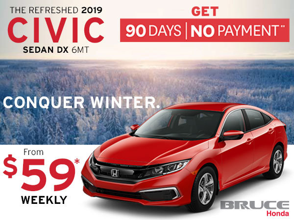 90 Days, No Payments on the Restyled 2019 Honda Civic DX