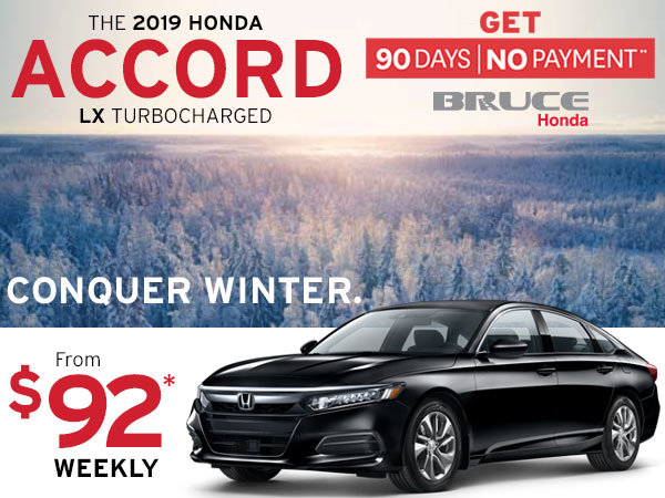 90 Days, No Payment on the 2019 Honda Accord LX