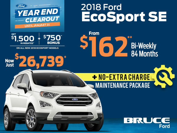 Over $1,500 in Rebates + FREE Maintenance Package with Remaining 2018 EcoSports