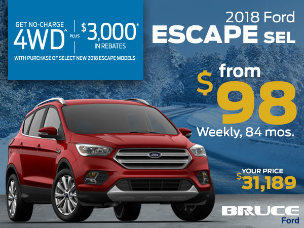 No Charge 4WD on the 2018 Escape - from $98 Weekly!