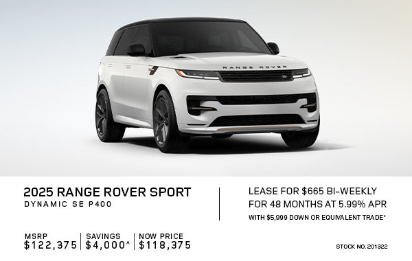 Lease a 2025 Range Rover Sport Dynamic SE P400 for $665 bi-weekly*