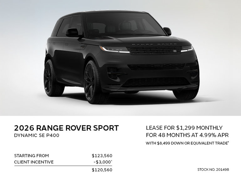 Lease a 2026 Range Rover Sport Dynamic SE P400 for $1,299 monthly*
