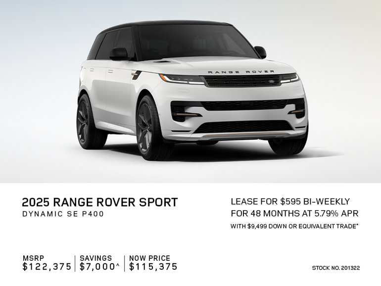Lease a 2025 Range Rover Sport Dynamic SE P400 for $595 bi-weekly*