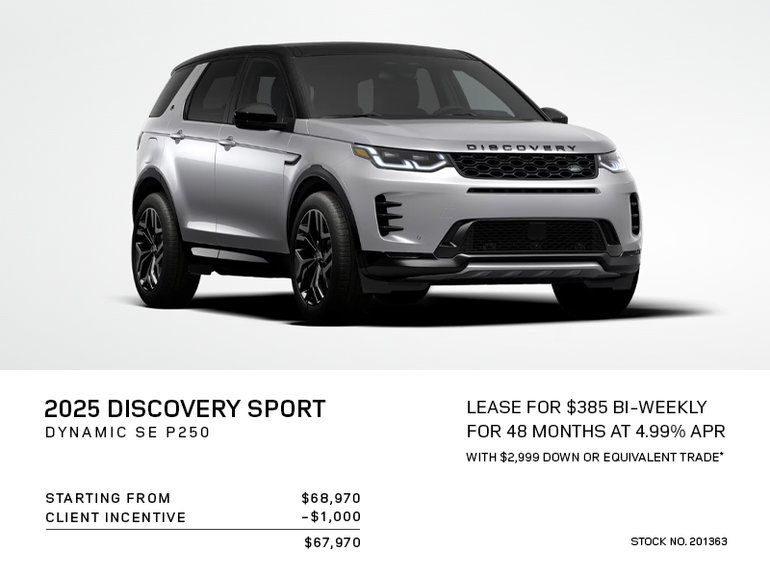 Lease a 2025 Discovery Sport Dynamic SE for $385 bi-weekly*