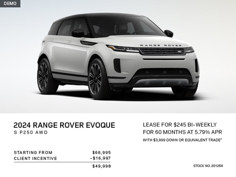 Lease a 2024 Range Rover Evoque S P250 AWD for $245 bi-weekly*