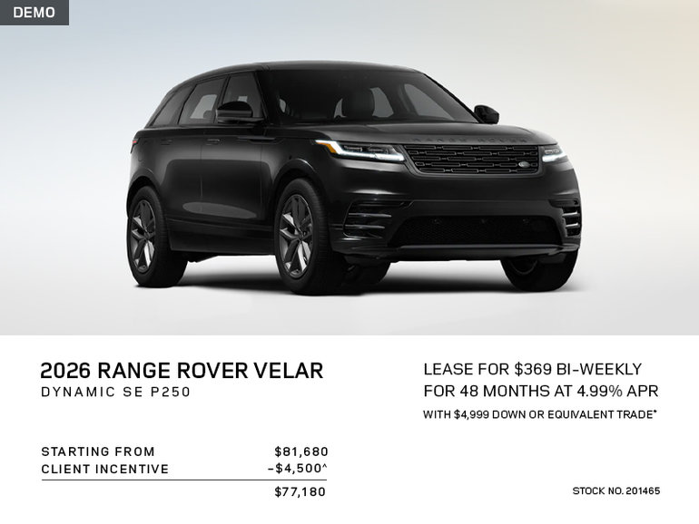 Lease a 2026 Range Rover Velar Dynamic SE P250 for $369 bi-weekly*