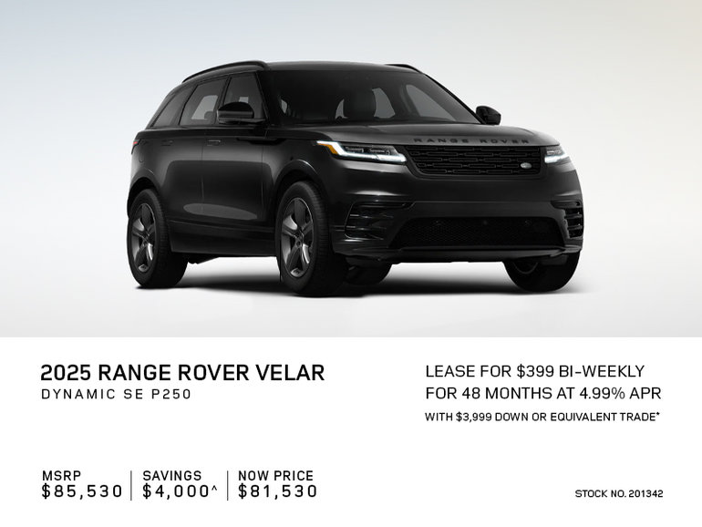 Lease a 2025 Range Rover Velar Dynamic SE P250 for $399 bi-weekly*