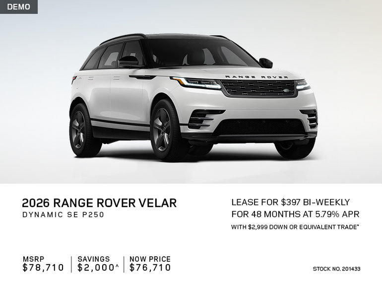 Lease a 2026 Range Rover Velar Dynamic SE P250 for $397 bi-weekly*