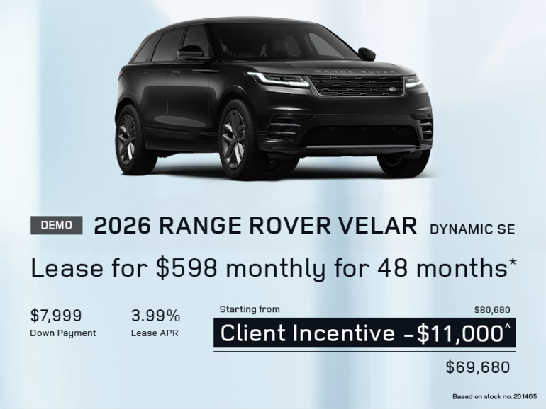 Lease a 2026 Range Rover Velar Dynamic SE for $598 monthly*