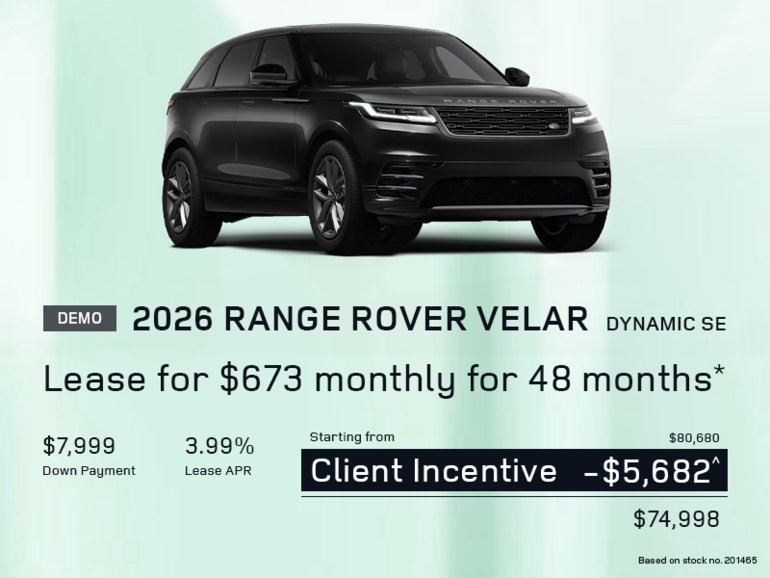 Lease a 2026 Range Rover Velar Dynamic SE for $673 monthly*