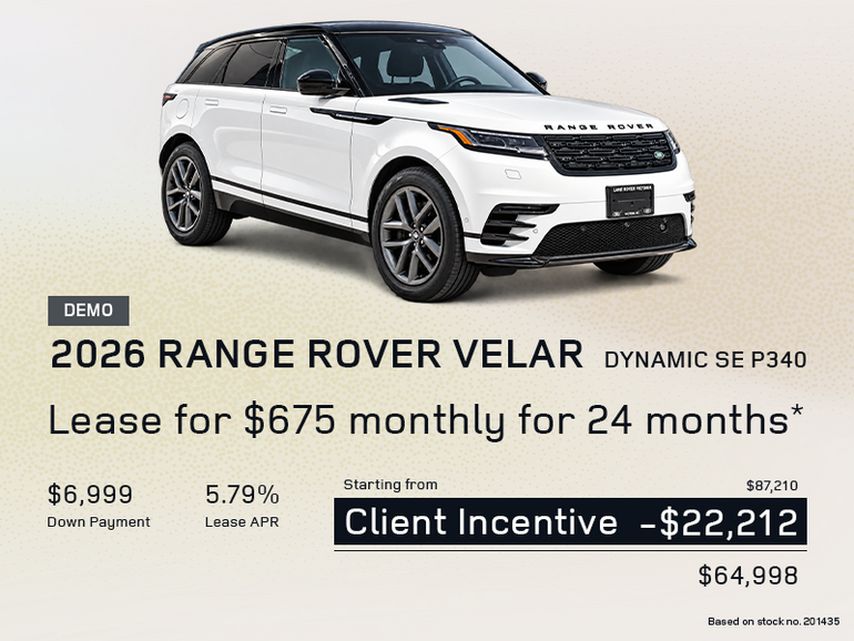 Lease a 2026 Range Rover Velar Dynamic SE P340 for $675 monthly*